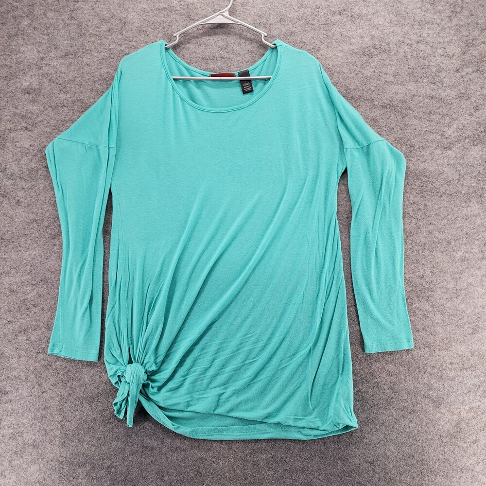 Red by BKE Shirt Womens Small Long Sleeve Tunic Green Tie Front
